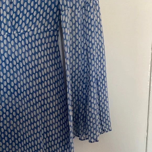 L.K. Bennett 100% Silk Abbie Elegant Blue Polka Dot Patterned Dress - Picture 6 of 8